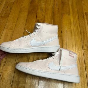 Nike Court Royale 2 Mid High-Top Sneakers in Light Pink and White 9.5